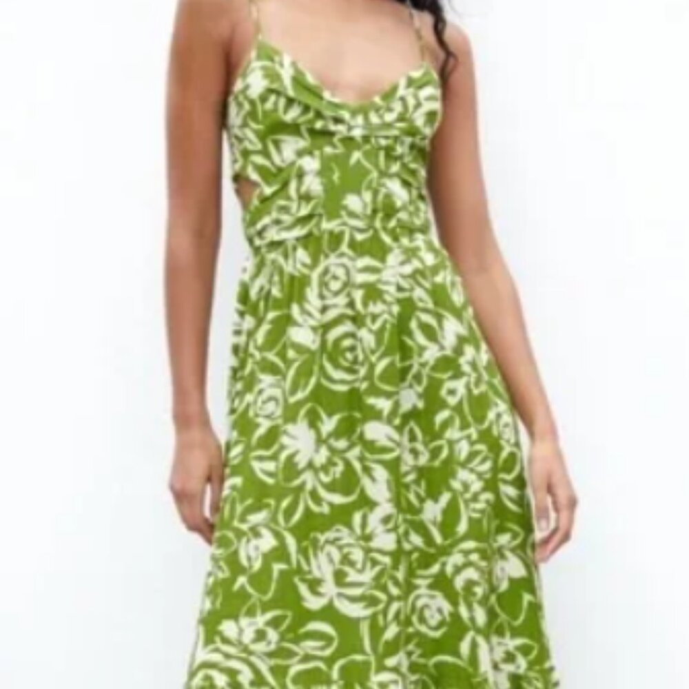 Zara Green Floral Maxi Dress
